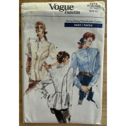 7073 Easy Vogue Loose Collar Long - Short Sleeve Low Back Ruffle or Not Pattern 12-16 Uncut